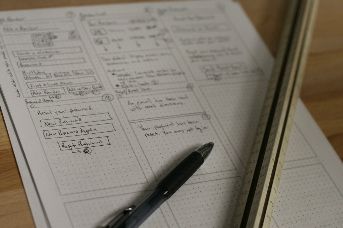 Hand drawn wireframes