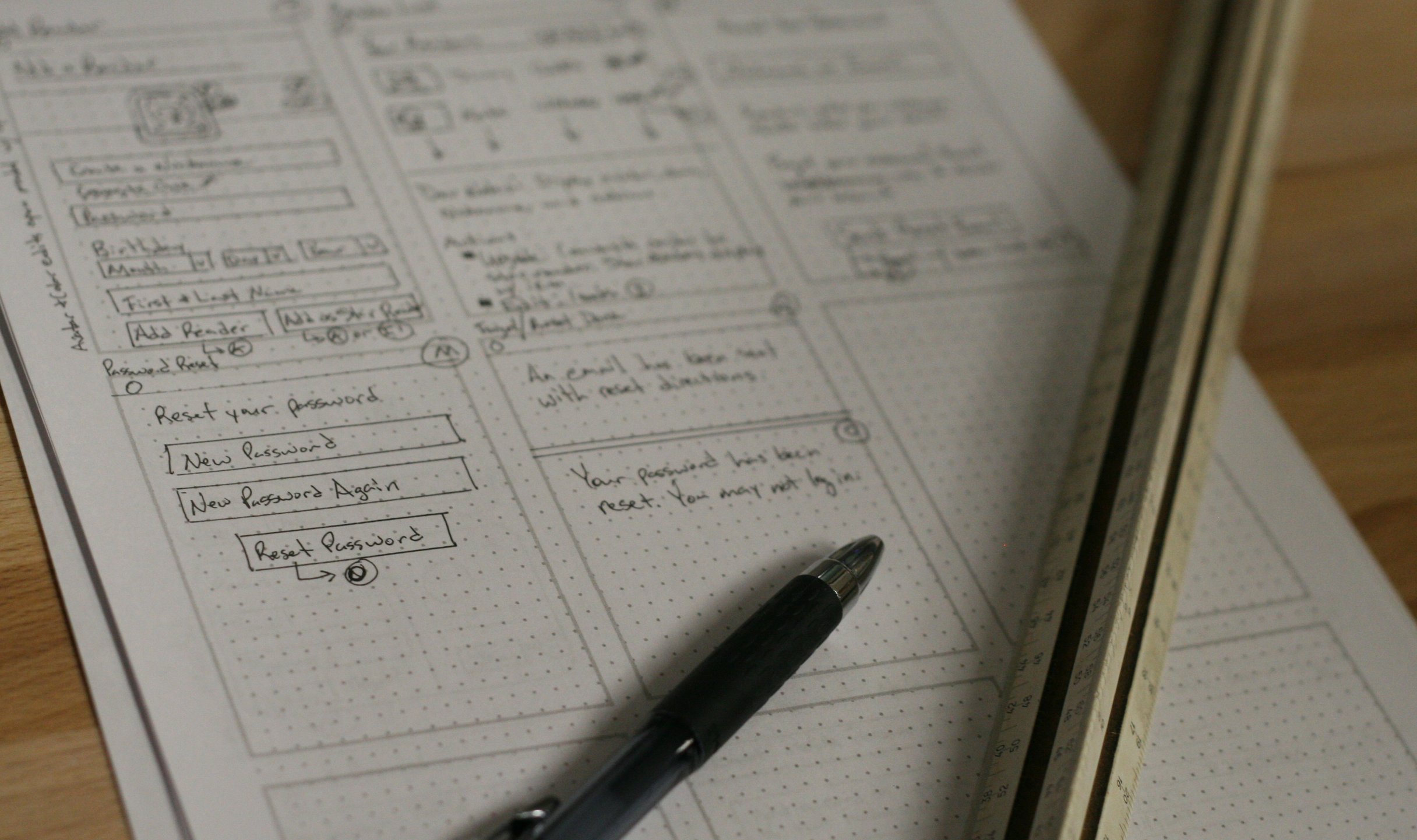 Hand drawn wireframes